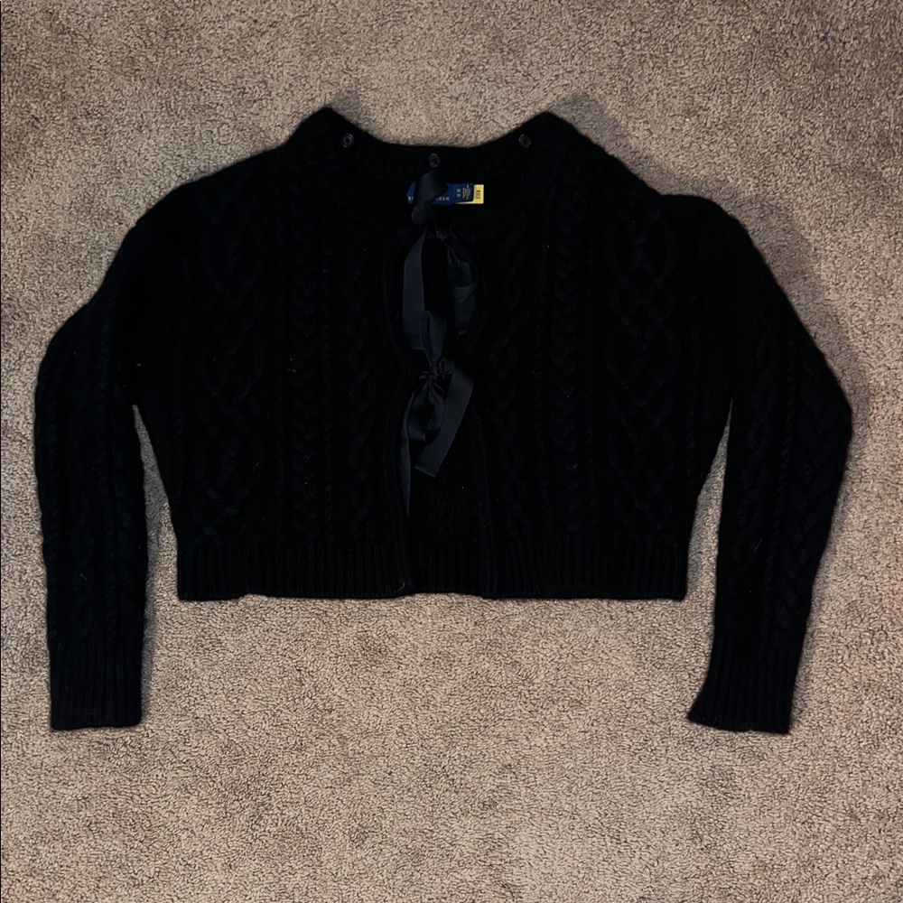 Ralph Lauren Black Cable Knit Cardigan